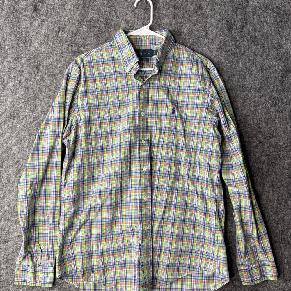 Ralph Lauren Men’s L Custom Fit Shirt Plaid Multicolor Long Sleeve Pony Logo